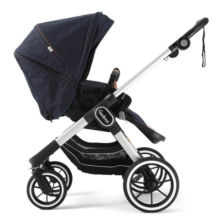 Прогулянкова коляска Emmaljunga NXT90 Silver FLAT Outdoor Navy