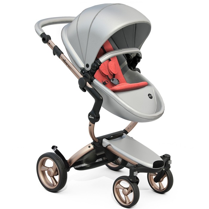 Stroller Mima Xari Argento chassis Rose Gold starter pack Coral Red