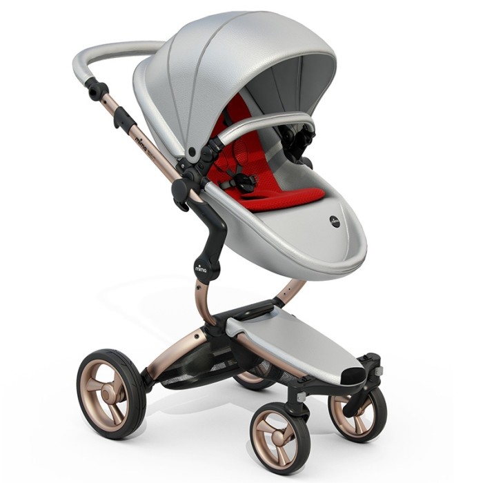 Stroller Mima Xari Argento chassis Rose Gold starter pack Ruby Red