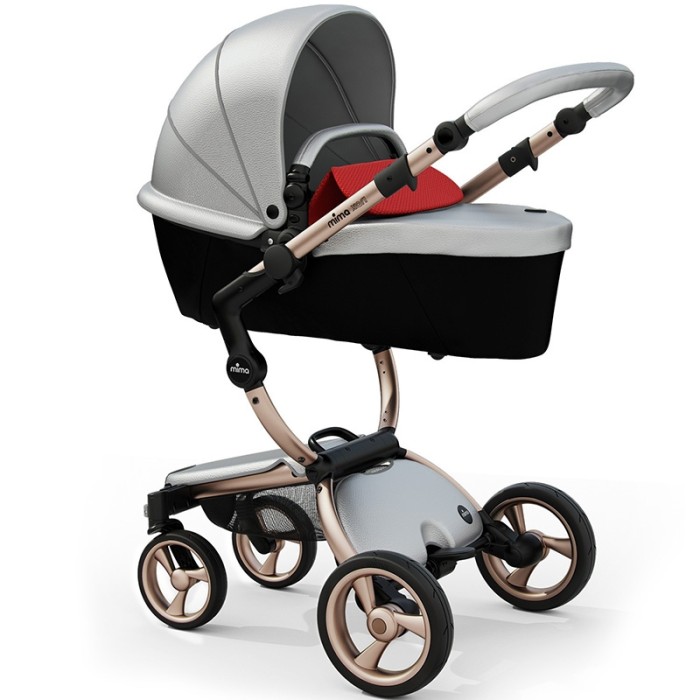Stroller Mima Xari Argento chassis Rose Gold starter pack Ruby Red