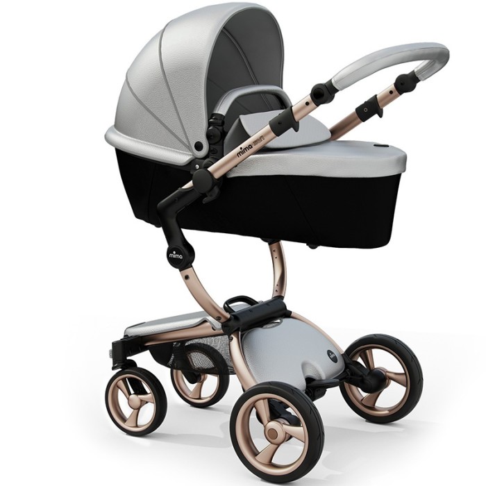 Stroller Mima Xari Argento chassis Rose Gold starter pack Stone White