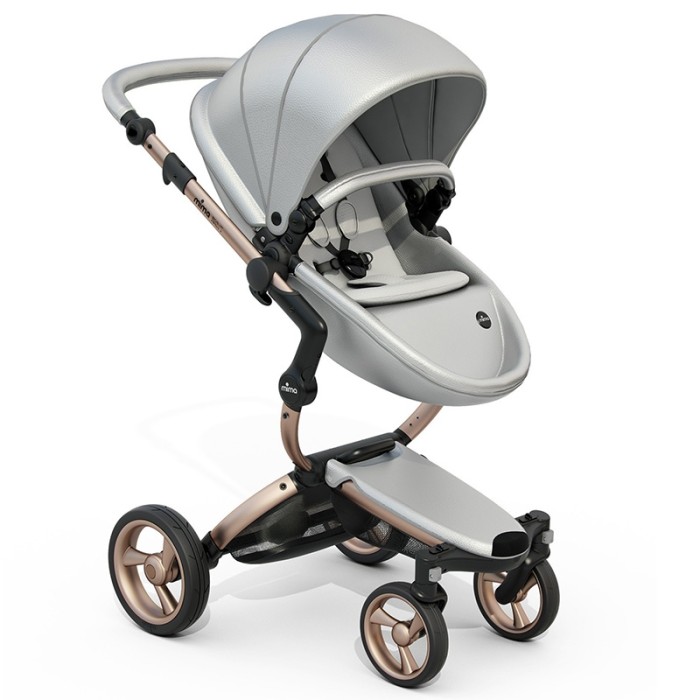 Stroller Mima Xari Argento chassis Rose Gold starter pack Stone White