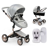 Stroller Mima Xari Argento chassis Rose Gold starter pack Stone White