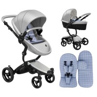 Коляска Mima Xari Argento шасі Black BB стартовий набір Retro Blue