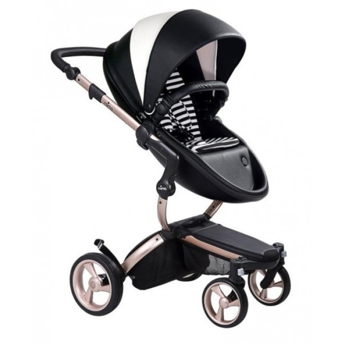 Коляска Mima Xari black шасі Rose Gold стартовий набір Black&White