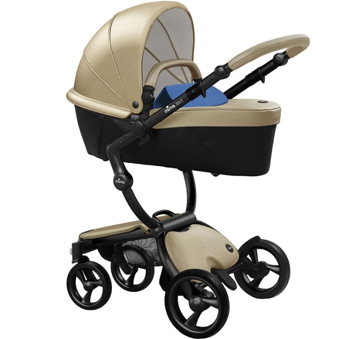 Stroller Mima Xari Champagne chassis Black BB starter pack Denim Blue