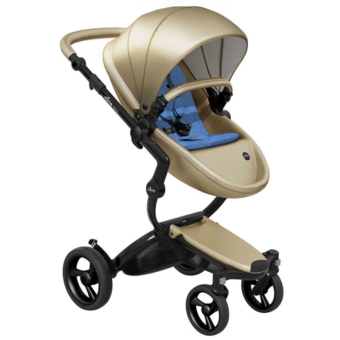 Stroller Mima Xari Champagne chassis Black BB starter pack Denim Blue