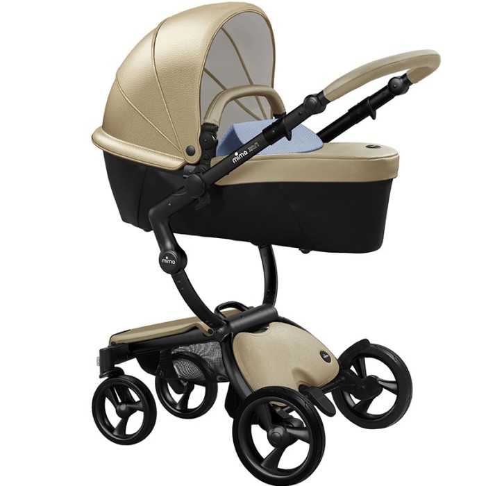 Stroller Mima Xari Champagne chassis Black BB starter pack Pixel Blue