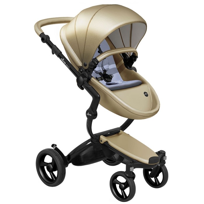 Stroller Mima Xari Champagne chassis Black BB starter pack Pixel Blue