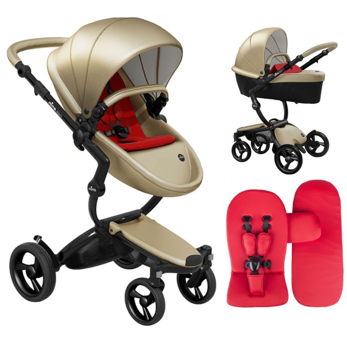 Коляска Mima Xari Champagne шасі Black BB стартовий набір Ruby Red