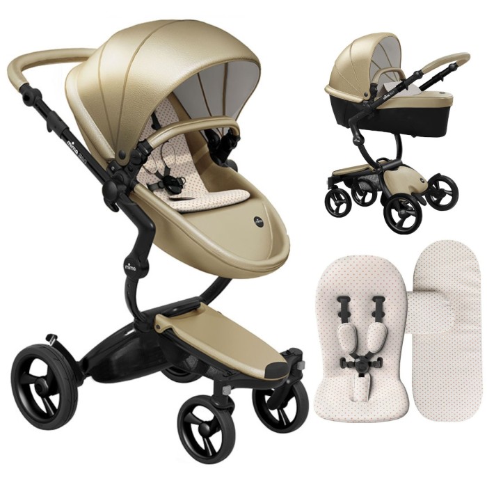 Коляска Mima Xari Champagne шасі Black BB стартовий набір Sandy Beige