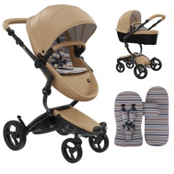 Коляска Mima Xari Latte шасі Black BB стартовий набір Autumn Stripes