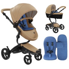 Коляска Mima Xari Latte шасі Black BB стартовий набір Denim Blue