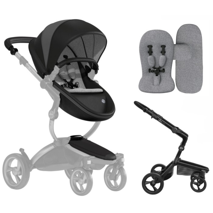 Коляска Mima Xari black шасі Black BB стартовий набір London Grey