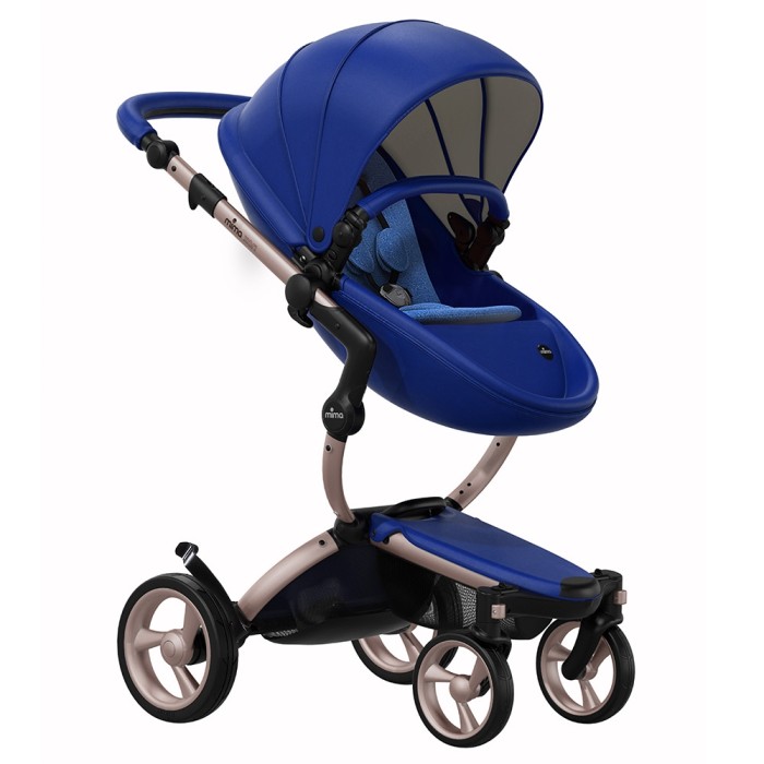 Коляска Mima Xari Royal Blue шасі Rose Gold стартовий набір Denim Blue