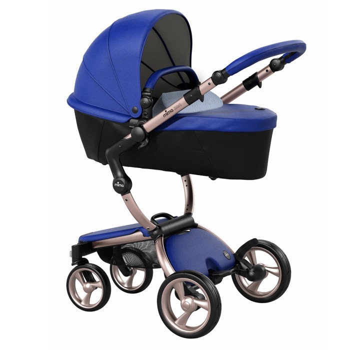 Коляска Mima Xari Royal Blue шасі Rose Gold стартовий набір Pixel Blue