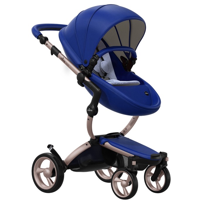 Коляска Mima Xari Royal Blue шасі Rose Gold стартовий набір Pixel Blue