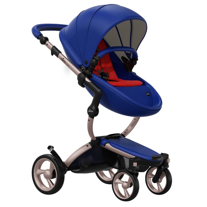 Коляска Mima Xari Royal Blue шасі Rose Gold стартовий набір Ruby Red