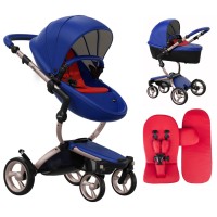 Stroller Mima Xari Royal Blue chassis Rose Gold starter pack Ruby Red