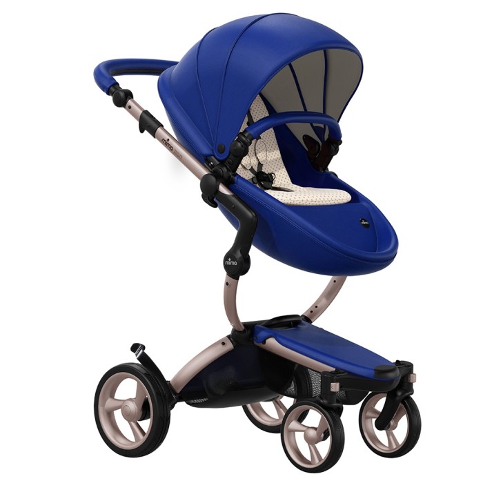 Коляска Mima Xari Royal Blue шасі Rose Gold стартовий набір Sandy Beige