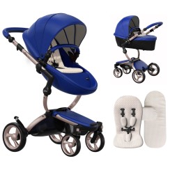 Коляска Mima Xari Royal Blue шасі Rose Gold стартовий набір Sandy Beige