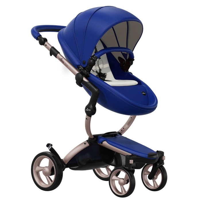 Коляска Mima Xari Royal Blue шасі Rose Gold стартовий набір Stone White