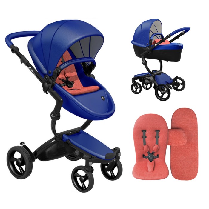 Stroller Mima Xari Royal Blue chassis Black BB starter pack Coral Red