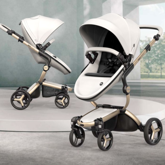 Прогулянкова коляска Mima Xari Max black шасі Champagne стартовий набір Ruby Red